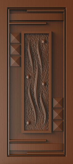 a brown door with an abstract design on it