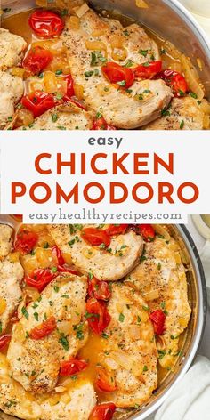 easy chicken pomodoro recipe in a skillet