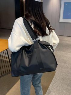 Color:BlackMaterial:PolyesterComposition:100% PolyesterMaterial: :PolyesterComposition: :Outer: 100% Polyester Cute Gym Bag, Stylish Travel Bag, Gym Bag Essentials, Outdoor Gym, Workout Bags, Essential Bag, Black Pattern, Travel Bag, Gym Bag