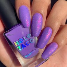 Holo Taco💿🌮 on Instagram: "It's always a party when you wear a #HoloTacoCombo! 😏🎉💅 📸: @jjanellennon in Party of One Purple💜 + Cosmic Unicorn Skin🦄 + Matte Taco🎩 #partyofonepurple #cosmicunicornskin #holotaco 💿🌮" Holotaco Nails, Purple Aesthetic Board, Diy Nail Ideas, Purple Chrome Nails, Pure Makeup, Purple Chrome, Nails Dip Powder, Holo Taco, Nails Dip