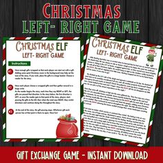 christmas left - right game for kids to play