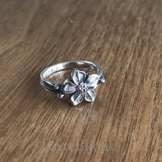 Forget Me Not Botanical Flower Ring | Etsy Dainty Flower Ring With Flower Charm, Tiny Flower Shaped Wedding Ring, Nickel-free Flower Ring For Anniversary, Delicate Flower Ring For Promise, Dainty Flower Ring With Charm For Promise, Nature-inspired Flower Promise Ring, Tiny Delicate Flower Promise Ring, Metal Flower Ring For Promise, Delicate Tiny Flower Promise Ring