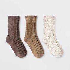 Women's Fine Ribbed Nep 3pk Crew Socks - Universal Thread™ Oatmeal/tan/brown 4-10 : Target Clog Socks, Target Socks, Socks For Boots, Orphan Costume, Neutral Socks, Beige Socks, Fall Socks, Brown Socks, Pretty Socks