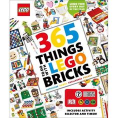 the book cover for lego's 365 things to lego bricks, including stickers and other