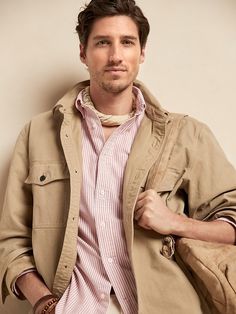 Saw this on Banana Republic: Clothing Reference, Twill Shirt, Idea Board, Couples Session, Casual Shirts For Men, The Earth, Shirt Jacket, Cotton Twill, Men's Blazer