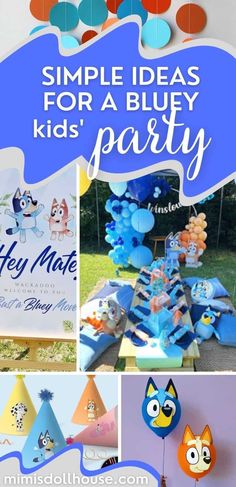 blue and orange birthday party with lots of decorations