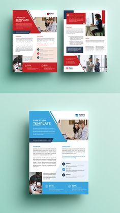 two different flyer templates with blue and red colors