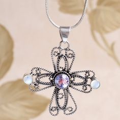 Faceted Amethyst & Moonstone Gemstone 925 Sterling Silver Handmade Cross Pendant Paypal Balance, Tanzanite Gemstone, Art Pendant, Silver Art, Cross Jewelry, Sterling Silver Cross, Silver Cross, Fine Jewellery Necklace, Amethyst Gemstone