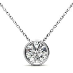 White Pendant Necklace With Bezel Setting, White Round Pendant Jewelry With Bezel Setting, Diamond White Necklace With Round Bezel Setting, Diamond White Necklace With Bezel Setting Round, Diamond White Necklace With Bezel Setting And Round Shape, Round White Gold Necklaces With Bezel Setting, White Gold Round Necklaces With Bezel Setting, Anniversary Diamond Necklace With Bezel Setting And Round Pendant, Anniversary Diamond Necklace With Round Bezel Pendant