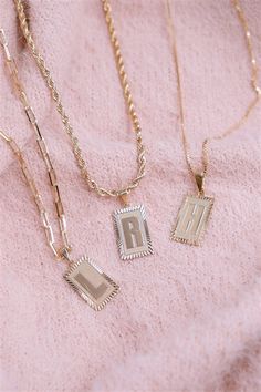 Personalized Necklace Initial Necklace 18K Gold Filled | Etsy Personalized Gold Necklace With Rectangular Links, Gold Necklace With Personalized Rectangular Links, Elegant Personalized Rectangular Chain Necklace, Personalized Gold Paperclip Chain Jewelry, Engraved Necklaces With Rectangular Links For Gifts, Dr Accessories, Perfume Necklace, Paperclip Chain Necklace, Cotton Pouch