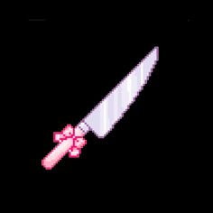 an old - school style knife with a pink bow on it's blade is shown