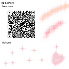 a qr code is shown in front of a white background with red and blue stars