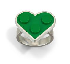 Silver & Plastic Ring - Show some love with this hand-fabricated sterling silver ring featuring a sand-blasted LEGO brick heart.<br><br>Available in quarter sizes 3-12. Lego Ring, Lego Jewelry, Diy Jewelry Holder, Plastic Ring, Artful Home, Citrine Ring, Lego Brick, Forever Young, Jewelry Holder