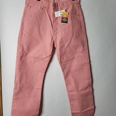 Levi's 501 Coral Pink Button Fly Straight Leg Jeans Size 33x30 Nwt Levi's Straight Fit Cotton Bottoms, Pink Straight Leg Bottoms With Button Closure, Pink Straight Leg Pants With Button Closure, Levi's Straight Cotton Bottoms, Pink Cotton Pants With Button Closure, Levi's Straight Leg Jeans With Buttons, Casual Levi's Bottoms, Pink Cotton Bottoms With Button Closure, Levi's Relaxed Fit Bottoms With Button Closure