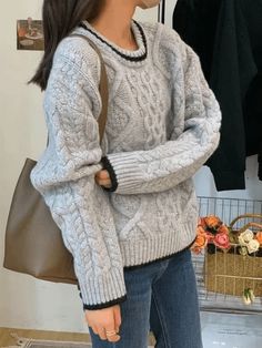 ⚡️Free Shipping 2022 Contrast Trim Cable Knit Pullover Sweater Gray ONE SIZE under $53.00 in Sweaters at AnotherChill.com Online. Style: Casual/Street/Preppy/Sweet/Vintage/Y2K/Basics. Fabric Content: Polyester, Acrylic. Fit Type: Loose fit. Neckline: Crew Neck. Sleeve Length: Long Sleeve. : Stay warm with these essential jumpers for go-to outfits. Crafted from chunky cable knit fabric, features a flattering silhouette, it has dropped shoulders design, and with contrast ribbed trims detail.. ✓202 Street Preppy, Chunky Cable Knit, Sweaters Online, Knit Pullover, Knitted Pullover Sweaters, Contrast Trim, Pink Sweater, Knitted Pullover, Grey Sweater