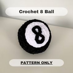 a crochet and ball pattern is shown with the letter b in black and white