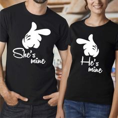 Disney Shirts Matching, Couples Disney Shirts, Couple Disney, She Is Mine, Couples Disney, Couple T Shirt Design, Disney Tshirt, Cute Couple Shirts, Disney Couple Shirts