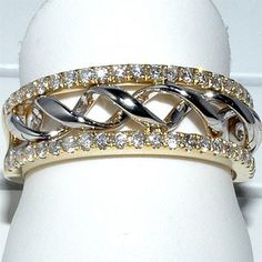 two tone gold and white diamond ring