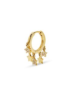 Want an earscape that's really out of this world? Our celestial studs are made in 14 karat yellow gold with genuine stones. This earring will take any piercing to new heights. Crafted in 14-karat yellow gold. Detailed in diamond, SI1/H. Measures 8mm in diameter. Celestial Style Yellow Gold Plated Hoop Earrings, Celestial Yellow Gold Earrings, Celestial Yellow Gold Single Earring, Celestial Yellow Gold Plated Earrings, Yellow Gold Celestial Huggie Earrings, Out Of This World, Jewelry Accessories, Yellow Gold, Yellow