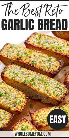 the best keto garlic bread recipe on a cutting board