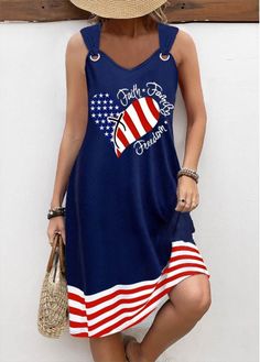 Color:Navy;Size:S;Size:M;Size:L;Size:XL;Size:XXL;Package Contents:1 X Dress;Occasion:Other;Style:Casual; Cheap Patriotic Sleeveless Dress, American Flag Sleeveless Tank Top For Summer, Patriotic Sleeveless Top With American Flag Print, Patriotic Sleeveless Top With Flag Print, 4th Of July Sleeveless Tank Top With Flag Print, Plus Size Navy, Cruise Attire, Beach Bridesmaid Dresses, Patriotic Dresses