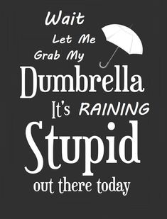 Wait Let Me Grab My Dumbrella Raining Stupid Out Today Funny Sarcastic Quote Sign 8x12" New Made In America To Order Exquisite Custom Decor Premium aluminum sign approximately 8.5 inches x 12 inches. Each sign comes with pre-drilled holes and radius corners for easy installation. Crafted with precision using a high-quality UV printer and fade-resistant ink, these signs are built to last for years. They are environmentally friendly, recyclable, waterproof, durable, colorfast, and easy to clean, e Funny Quotes Signs, Thuggin It Out Quotes, Photographic Memory, Unique T Shirt, Art Fantasy, Sign Quotes