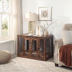 a living room scene with focus on the end table