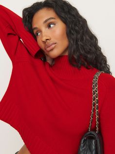 Layer up. Shop the Brooke Cashmere Cropped Turtleneck from Reformation, a cropped, turtleneck sweater with a flared sleeve and ribbing throughout. Cropped Turtleneck Sweater, Fair Complexion, Cropped Turtleneck, Cherry Color, Vintage Inspired Jewelry, Cashmere Blend Sweater, New Tops, Knitwear Women, Holiday Outfits