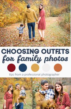 family photos with the text choosing outfits for family photos tips from a professional photographer in fall colors