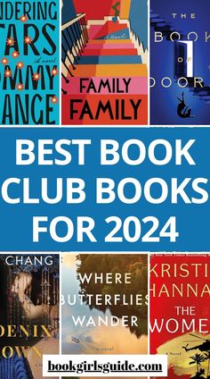 the best book club books for 2021, with text overlaying it in blue