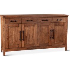 the sideboard is made out of wood and has two doors on one side, and three