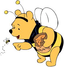 a cartoon winnie the pooh flying with a honeybee