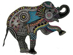 an elephant is painted with colorful designs on it's body