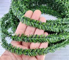 someone is holding their hand out to show the green leaves on this wreath that they are made from