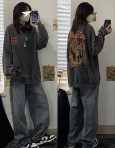 Baggy Clothes Outfit Korean, Japanese Street Wear Women, Baggy Clothes Aesthetic Grunge, Peony Aesthetic, Baggy Outfit Ideas, Streetwear Lifestyle, Design Makeup, Street Outfits