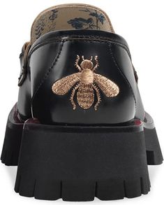 Gucci Harald Horsebit Platform Loafer | Nordstrom Embroidered Loafers, Bee Shoes, Gucci Flats, Embroidered Bee, Gucci Loafers, Gucci Horsebit, Platform Loafers, Gucci Leather, Sole Shoes