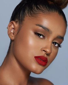 Red Lip Makeup Look Black Women Make Up, Red Lipstick Black Women, Black Women Red Lipstick, Makeup Advertisement, Red Lipstick Makeup Looks, Mac Retro Matte Lipstick, Red Lips Makeup Look, Natural Prom Makeup, Brown Girls Makeup