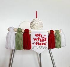 Christmas 1st Highchair Banner, Personalized First Birthday, One Custom High Chair Banner, Oh What Fun Boy Banner, Winter Cake Smash Party Its A Boy Banner, Oh What Fun