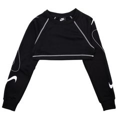 Trendy Fleece Sports Top, Athleisure Fleece Tops For Streetwear, Sporty Long Sleeve Crop Top For Winter, Winter Crew Neck Crop Top For Streetwear, Sporty Fleece Tops For Streetwear, Cropped Athleisure Activewear For Streetwear, Black Sporty Crop Top For Spring, Fitted Fleece Sporty Sweatshirt, Spring Sportswear Crew Neck Crop Top