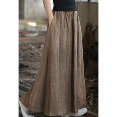 Versatile Elastic Waist Skirt Fabric: 70.8%Ramie+29.2%Cotton Size: Free Size Multiple Color Selections: Brown, Apricot Skirt Type: Skirt Style Type: Street Trendy  Season: Spring, Fall, Winter, Summer Non-stretch Maxi Skirt For Fall, Spring Baggy Lined Maxi Skirt, Non-stretch Brown Cotton Skirt, Non-stretch Long Lined Skirt, Baggy Pleated Skirt For Fall, Casual Non-stretch Maxi Skirt, Beige Casual Non-stretch Skirt, Non-stretch Flared Beige Skirt, Non-stretch Beige Midi Skirt