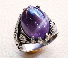 amethyst lace agate oval cabochon purple stone eagle sterling silver 925 men ring all sizes fast shipping oxidized antique classic jewelry Risk free Quality guarantee policy : If you are not satisfied with your item for any reason simply send it to us and you will get a replacement or full refund . no risk ... no cost ... no expenses . please write or choose your size with the order and we will size it for you . Our ring is handcrafted mostly with a few simple tools . but some methods are used i Gay Weddings, Men Ring, Purple Stones, Classic Jewelry, Lace Agate, Oval Cabochon, Silver 925, Agate, Gemstone Rings