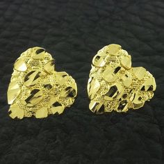 Yellow Gold Heart Nugget Stud Earrings, Heart earrings, Gold Heart Earrings,10k Nugget Earrings, Gol Gold Nugget Jewelry, Gold Nugget Ring, Custom Gold Jewelry, Xoxo Jewelry, Xo Jewelry, Gold Heart Earring, Dope Jewelry Accessories, Gold Nugget, Golden Jewelry