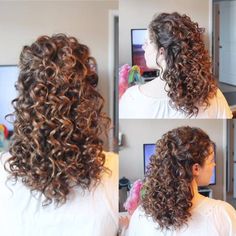 Half Up for Bouncy Curls Prom Hairstyles For Curly Hair, Curly Prom Hairstyles, Curly Hair Half Up Half Down, Curly Bridal Hair, Curly Prom Hair, Occasion Hair, Medium Length Curly Hair, Curly Wedding Hair, Medium Curly Hair Styles