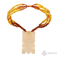 Amber Beads & Ivory Necklace Luxury Amber Spiritual Necklace, Traditional Amber Jewelry With Carved Details, Carved Amber Spiritual Necklaces, Carved Amber Amulet Jewelry, Artisan Carved Amber Necklace, Ivory Necklace, Goddess Of Mercy, Amber Bead Necklace, Guan Yin