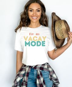 This t shirt makes the perfect gift for mom, grandmas, aunties, sisters, and ofcourse yourself! It is so comfy and holds well after 50 plus washes! The ink is sunk into the fabric so it is NOT cheap vinyl just stuck onto the shirt that peels after a couple washes. It has a ribbed neckline so even after a long hard day and your makeup is running and your hair is a mess, rest assured your shirt will still fit amazing! :) This classic unisex jersey short sleeve tee fits like a well-loved favorite. Soft cotton and quality print make users fall in love with it over and over again. These t-shirts have-ribbed knit collars to bolster shaping. The shoulders are tapered for a better fit over time. Dual side seams hold the garment's shape for longer.  Made with 100% Airlume combed and ring-spun cotto Affordable Playful Vacation T-shirt, Beachy Cotton T-shirt For Vacation, Relaxed Fit Text Print T-shirt For Vacation, Beachy Vacation T-shirt With Text Print, Beach Season Vacation Printed T-shirt, Cheap Vinyl, Bachelorette Trip, Ribbed Neckline, Perfect Gift For Mom