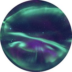 the aurora bore is glowing green and purple in the night sky with stars on it