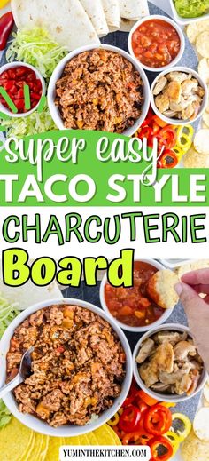 the super easy taco style charcuterie board is ready to be eaten