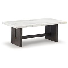 a white marble top coffee table with black legs