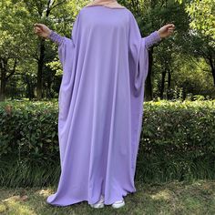 Purple Abaya Hijab Outfit, Purple Floor-length Abaya, Purple Abaya, Simple Abaya Designs, Butterfly Abaya, Simple Abaya, Muslim Women Clothing, Prom Couples, 100 Plus