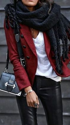 Horse Country, Casually Chic, Black Leather Pants, Jack White, Trending Fashion Outfits, Fashion Color, Red Outfit, 가을 패션